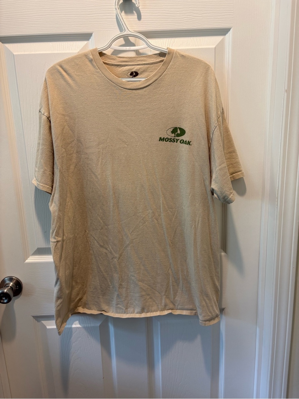 Mossy Oak Tan Short Sleeve Tee with Green Logo XL